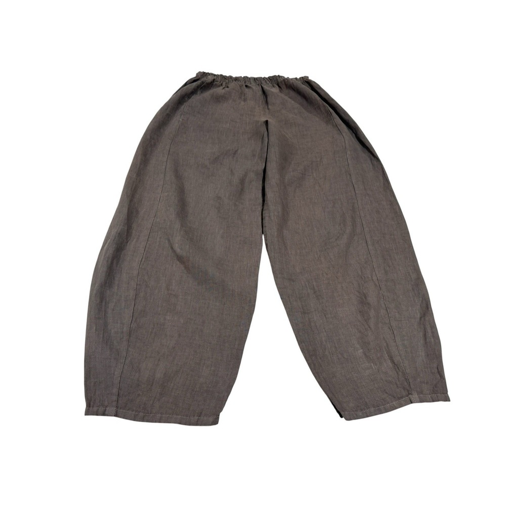Lisa Bayne Women's Size Small 100% Linen Barrel Pant Cropped Gray